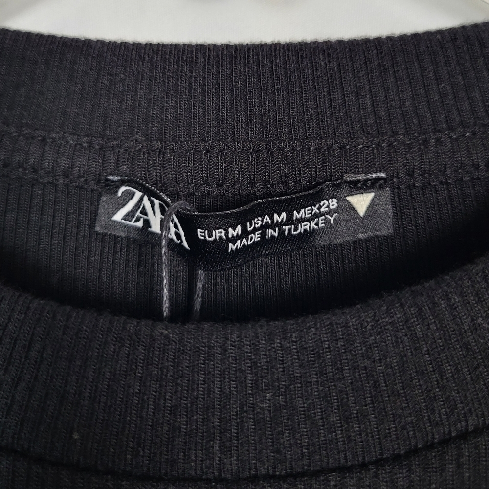 ZARA ruched ribbed short sleeve crop top black NWT y2k - Picture 5 of 7